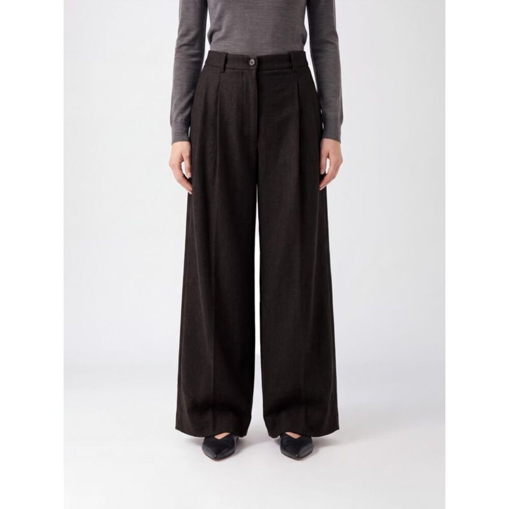 Ralph Lauren Women Ralph Lauren Pleated Wide-Leg Trousers In Pure Wool